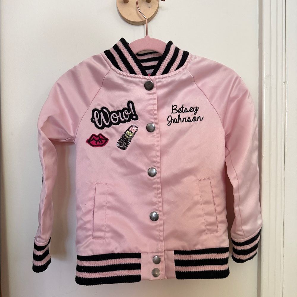 Betsey Johnson girls vintage satin varsity jacket